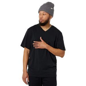 LABEL Mens Go To Vee Crew Neck T Shirt Black Small